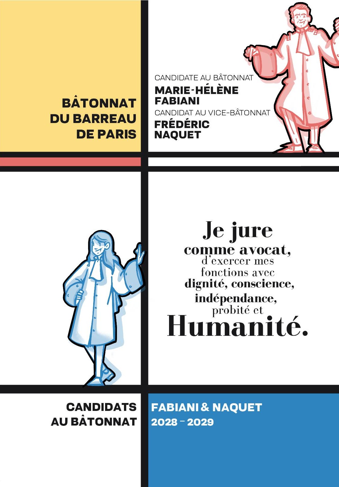 Affiche Fabiani & Naquet — Candidats au Bâtonnat du Barreau de Paris